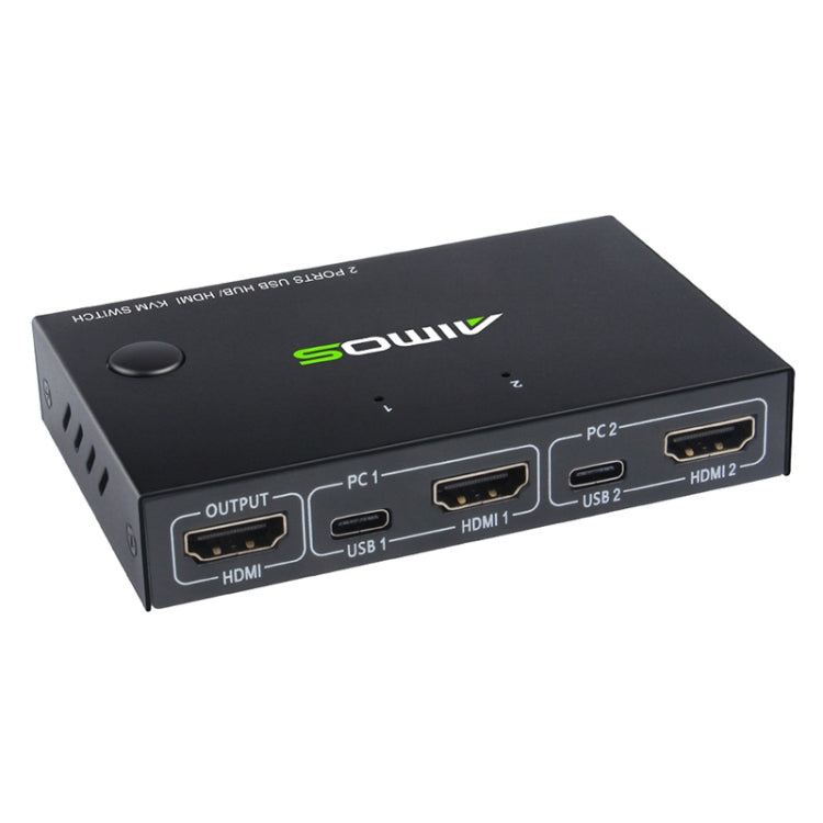 AIMOS AM-KVM201CC Switch KVM HDMI HUB USB a 2 porte senza cavo di prolunga AIMOS AM-KVM201CC Switch KVM HDMI HUB USB a 2 porte senza cavo di prolunga